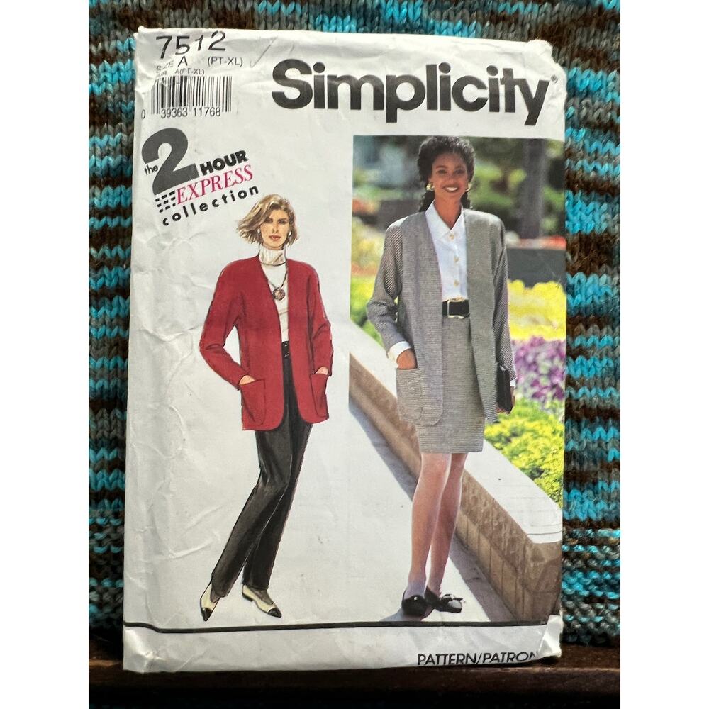 Simplicity 7512 suit blazer skirt pant pattern